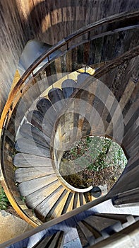 Spiral wooden stairs photo